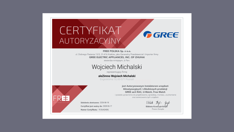 Autoryzacja marki Gree.